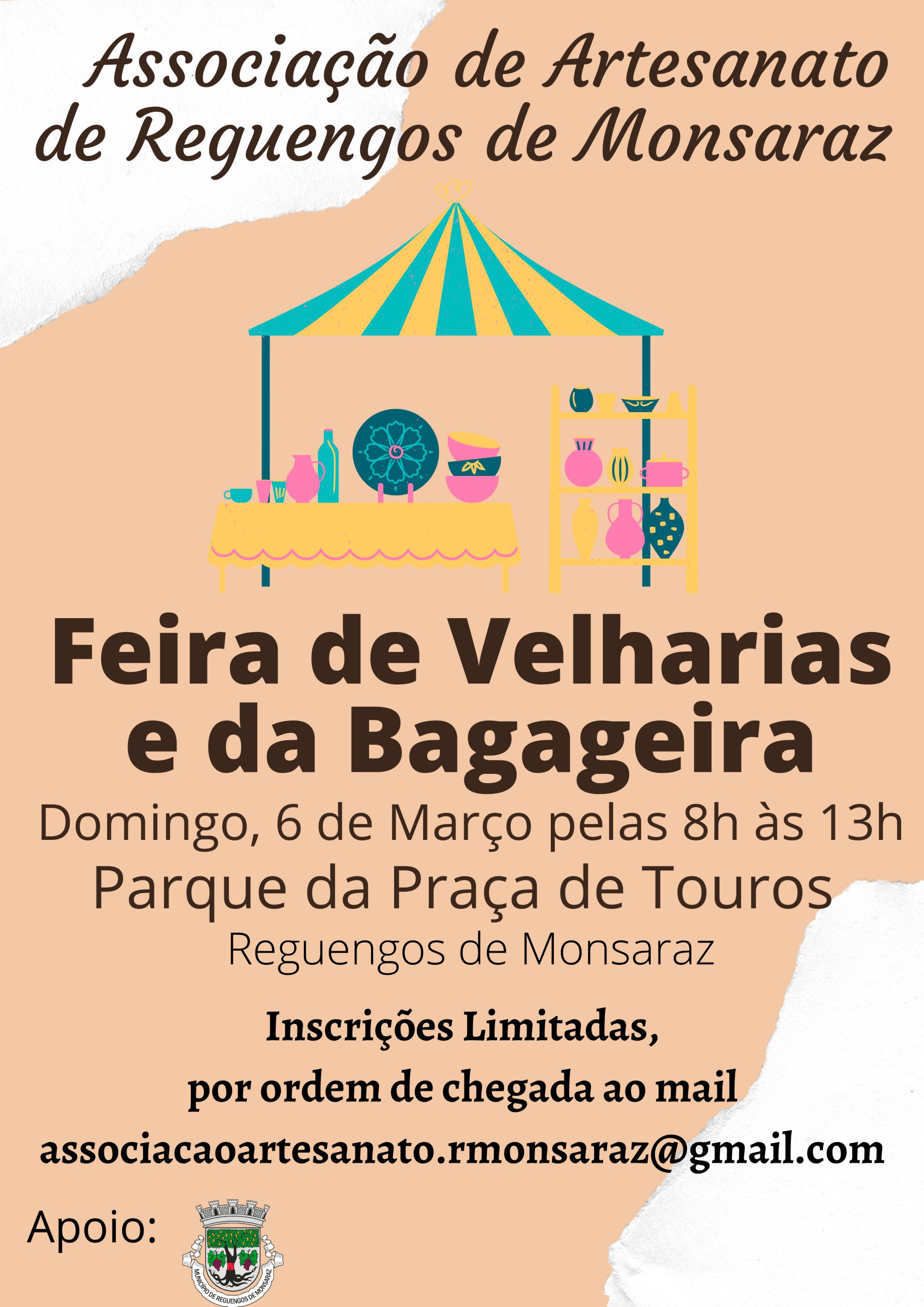Cartaz da feira de velharias e bagageira