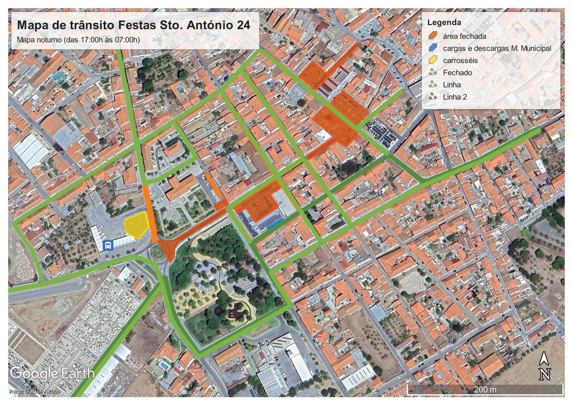 Mapa noturno dos cortes de trânsito, das 17h00 às 07h00